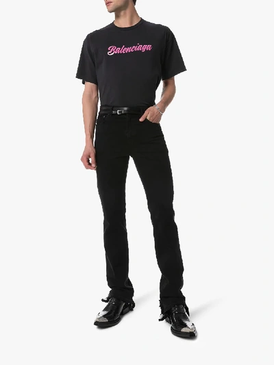 Shop Balenciaga Logo Print T-shirt In Black