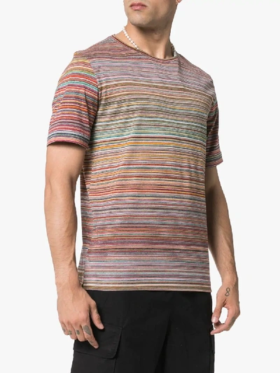 Shop Missoni Striped Cotton T-shirt In Multicolour
