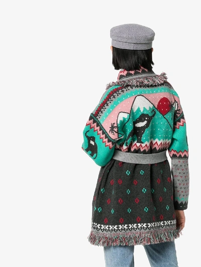 Shop Alanui Elephant Fairisle Cashmere Cardigan In Multicolour