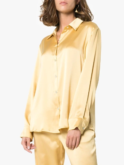 Shop Asceno Silk Pyjama Blouse In Yellow