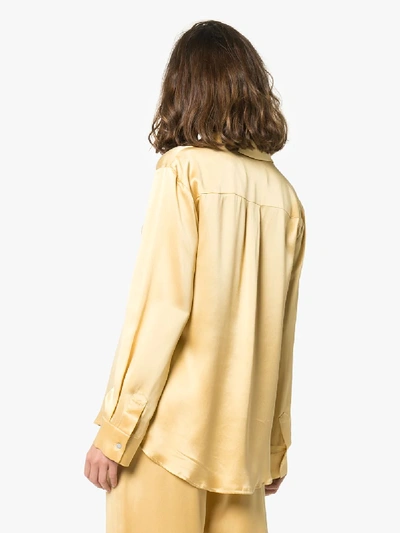 Shop Asceno Silk Pyjama Blouse In Yellow