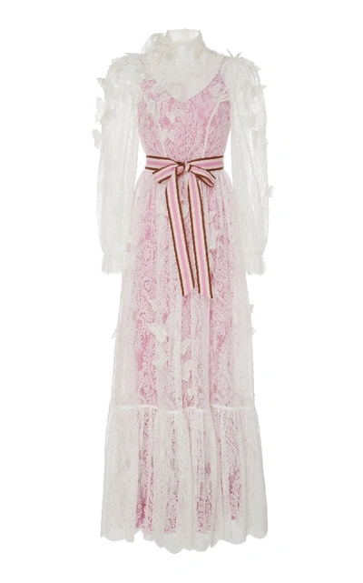 Shop Zimmermann Bow-detailed Fil Coupé Lace Maxi Dress In White