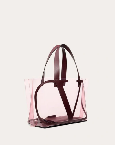 Shop Valentino Garavani Small Vlogo Colored Polymer Beach Bag In Pink