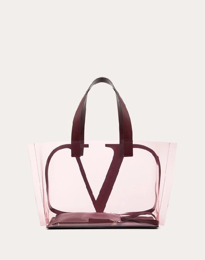 Shop Valentino Garavani Small Vlogo Colored Polymer Beach Bag In Pink