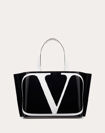 Shop Valentino Garavani Small Vlogo Coloured Polymer Beach Bag In Black