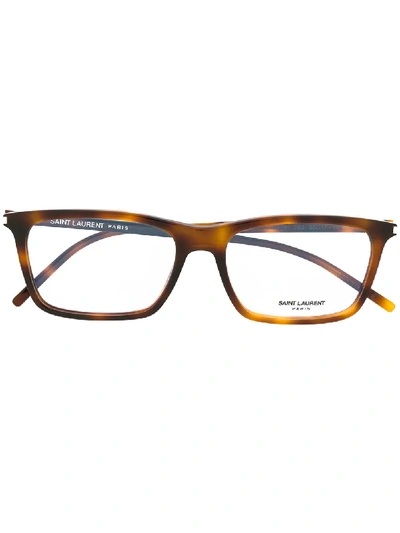 Shop Saint Laurent Eyewear Tortoiseshell Glasses - Brown