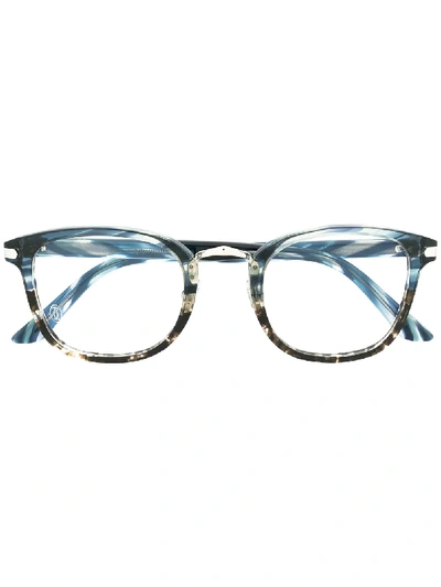 Shop Cartier Square Glasses In Blue