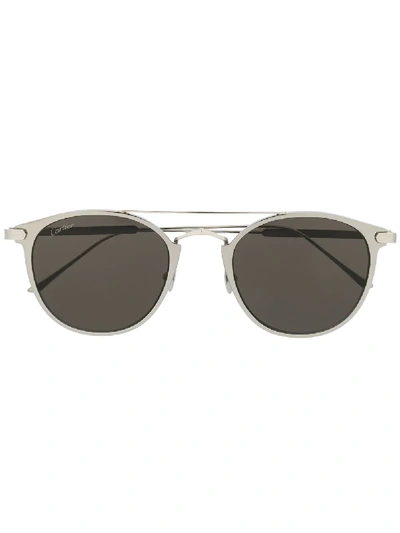 Shop Cartier C Décor Sunglasses In Silver