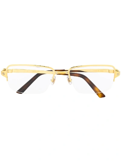 Shop Cartier Santos De  Glasses In Gold