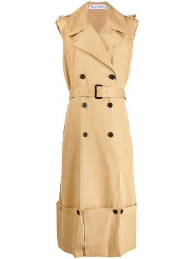 Shop Jw Anderson Sleeveless Belted Trench Coat - Neutrals