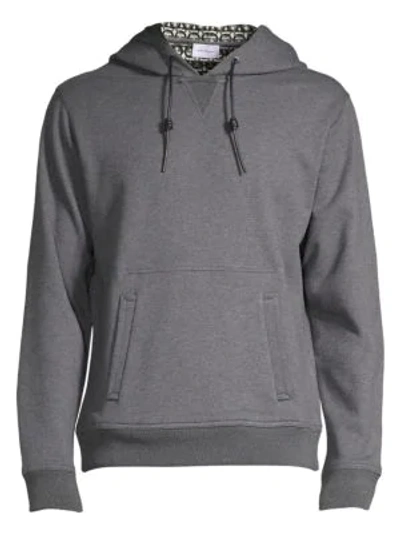 Shop Ferragamo Gancini Leather Tab Hoodie In Grey