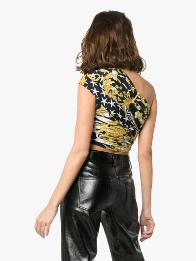 Shop Versace Baroque Print Crop Top In Black