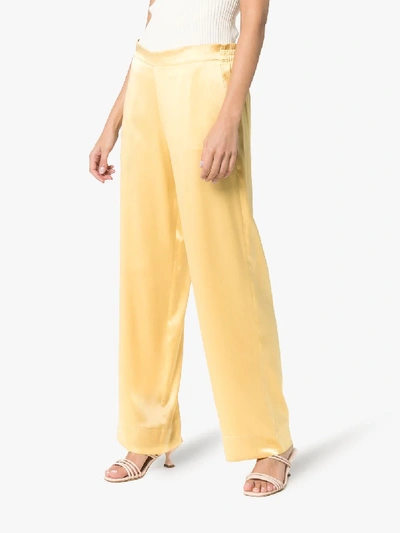 Shop Asceno Silk Pyjama Trousers In Yellow