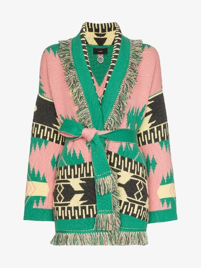 Shop Alanui Icon Jacquard Cashmere Cardigan In Multicolour