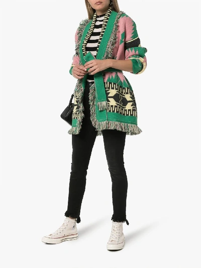 Shop Alanui Icon Jacquard Cashmere Cardigan In Multicolour