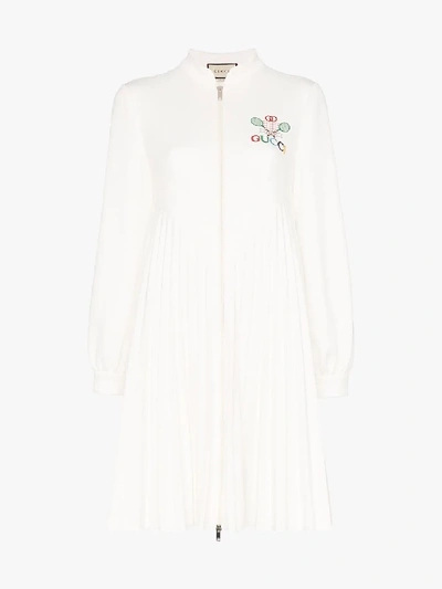 Shop Gucci Pleated Tennis Mini Dress In White