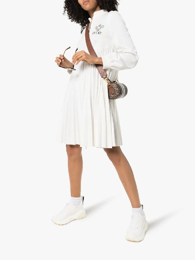 Shop Gucci Pleated Tennis Mini Dress In White