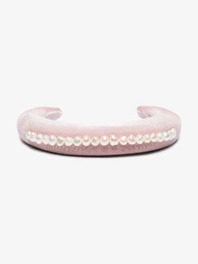 Shop Wald Berlin Pink Pearl Velvet Headband