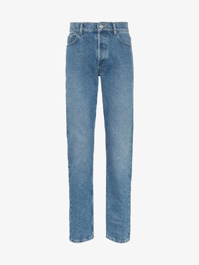 Shop Balenciaga Stonewash Slim Leg Jeans In Blue