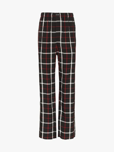 Shop Balenciaga Checked Wide Leg Pyjama Trousers In Black