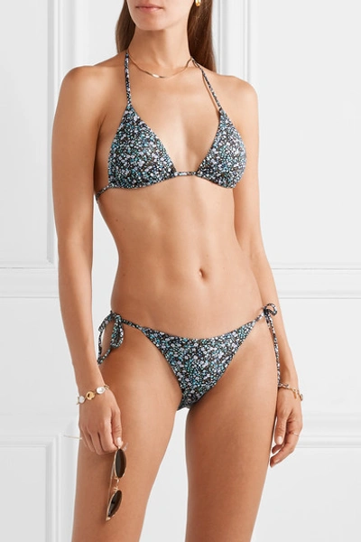 Shop Matteau The String Floral-print Bikini Briefs In Blue