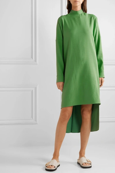 Shop Tibi Convertible Belted Stretch-jersey Midi Dress In Green