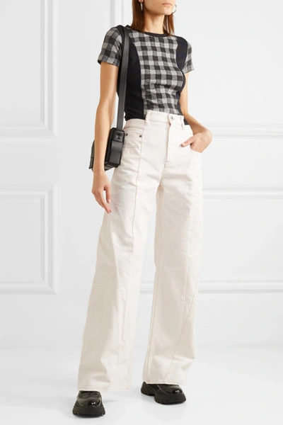 Shop Maison Margiela Paneled High-rise Wide-leg Jeans In White