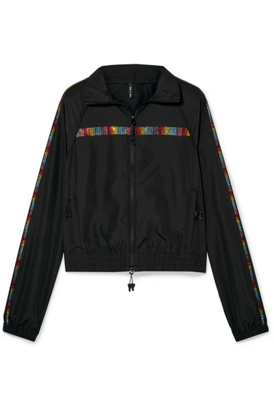 Shop Adam Selman Sport Crystal-embellished Shell Track Jacket In Black