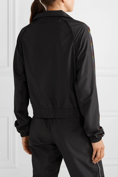 Shop Adam Selman Sport Crystal-embellished Shell Track Jacket In Black
