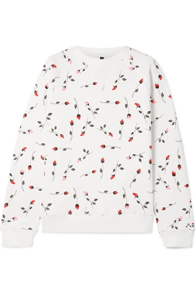 Shop Adam Selman Sport Floral-print Cotton-blend Fleece Sweatshirt In White