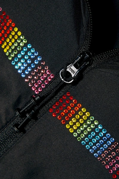 Shop Adam Selman Sport Crystal-embellished Shell Track Jacket In Black