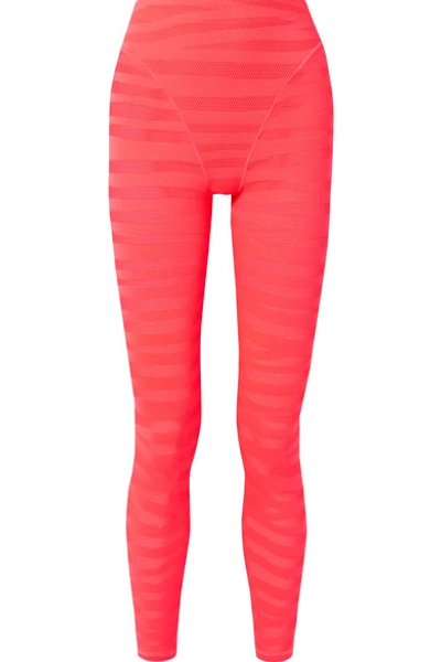Shop Adam Selman Sport Paneled Neon Stretch-mesh Leggings In Bright Pink