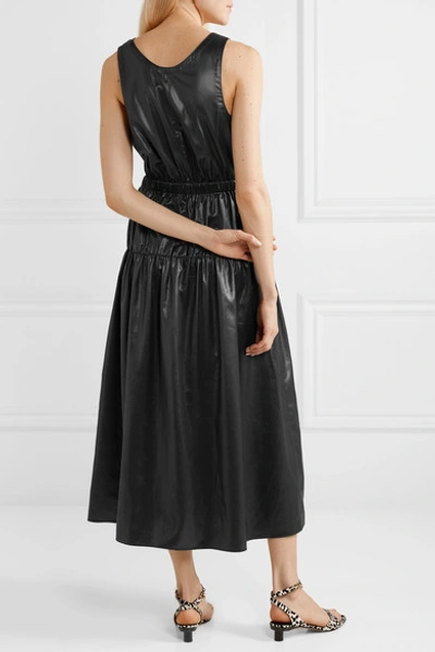 Shop Tibi Gathered Shell Midi Dress In Black