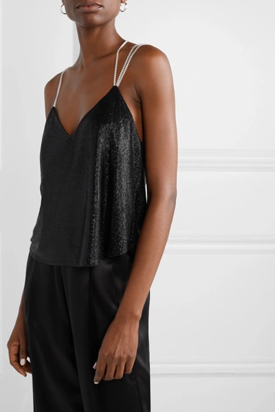 Shop Michelle Mason Crystal-embellished Lurex Camisole In Black