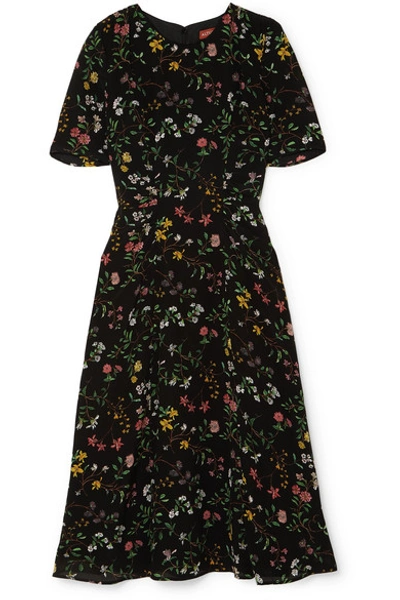 Shop Altuzarra Sylvia Floral-print Silk Crepe De Chine Midi Dress In Black