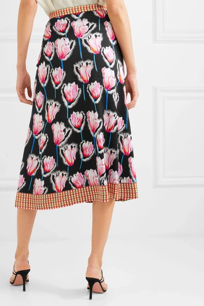 Shop Temperley London Arabesque Floral-print Crepe Midi Skirt In Black