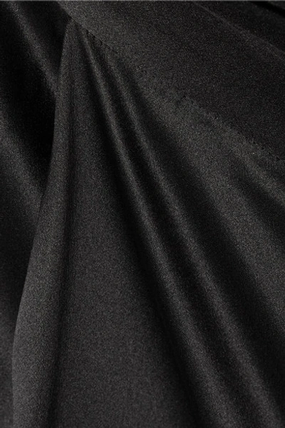 Shop Michelle Mason Gathered Silk-charmeuse Wide-leg Pants In Black