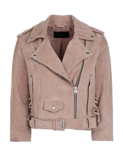 Shop Allsaints Biker Jacket In Pale Pink