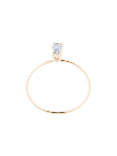 Shop Natalie Marie 9kt Yellow Gold Tiny Marquise Pale Blue Sapphire Ring