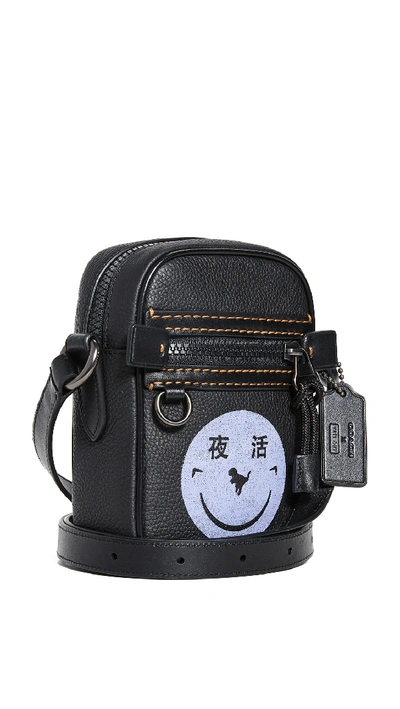 Shop Coach 1941 X Yeti Out Dylan 10 Smiley Face Crossbody Bag In Black