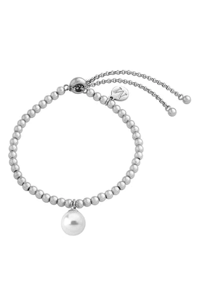 Shop Majorica Simulated Pearl Bracelet In White/ Steel