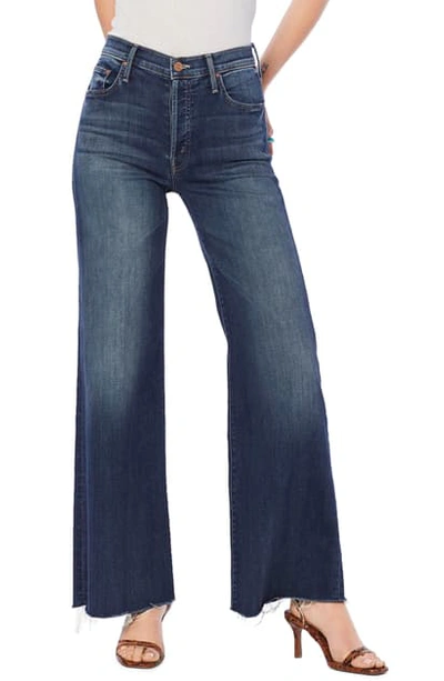 Shop Mother The Tomcat Roller High Waist Fray Wide Leg Jeans In Home Before Dawn