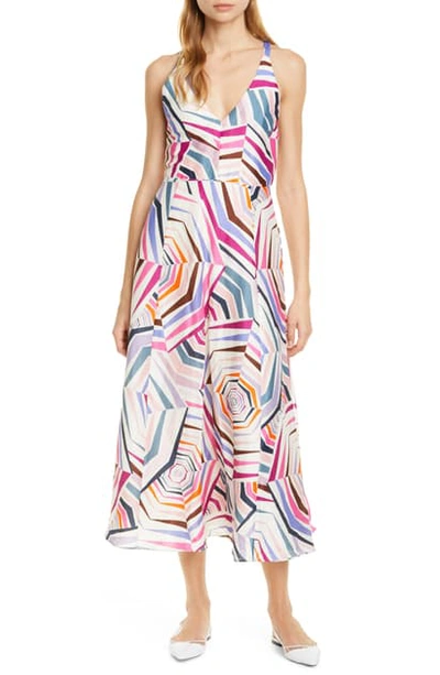 Shop Kate Spade Geobrella Print Linen & Silk Sundress In Multi