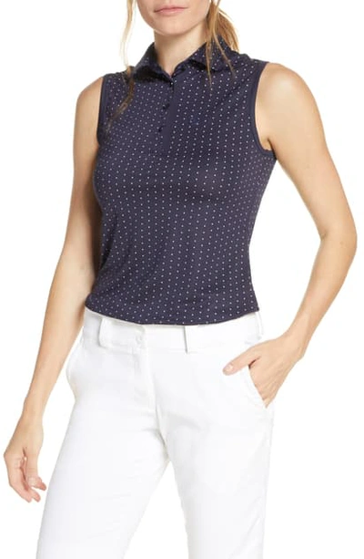 Shop G/fore Dots Print Sleeveless Polo In Twilight
