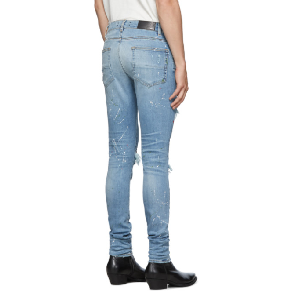 Amiri Blue Art Patch Crane Jeans In Rsberosebow | ModeSens