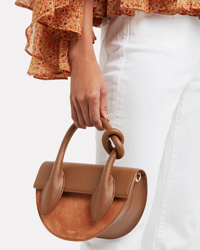 Shop Yuzefi Delores Knotted Saddle Bag In Brown