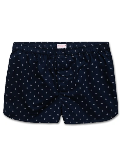 Shop Derek Rose Men's Modern Fit Boxer Shorts Nelson 71 Cotton Batiste Navy