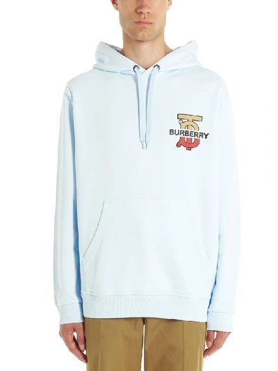 Shop Burberry Logo Patch Hoodie In Blue