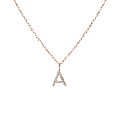 Shop Aurate Mini Letter Charm Pendant With Black Diamonds In Gold/ Pink