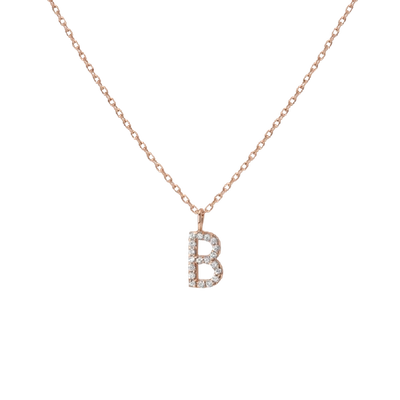 Shop Aurate Mini Letter Charm Pendant With Black Diamonds In Gold/ Pink